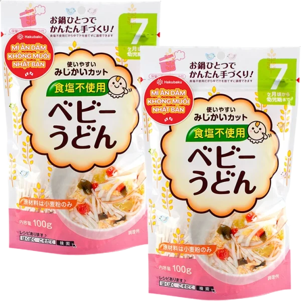 Combo 2 mì ăn dặm Hakubaku - Mì Udon Baby (từ 7 tháng tuổi)