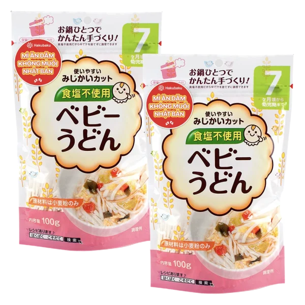 Combo 2 mì ăn dặm Hakubaku - Mì Udon Baby (từ 7 tháng tuổi)