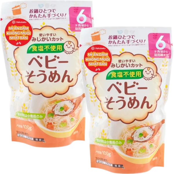 Combo 2 mì ăn dặm Hakubaku - Mì Somen Baby (từ 5 tháng tuổi)