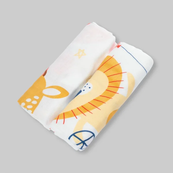 Set 2 Khăn tắm đa năng sợi tre in hình Animo  B2409_MN005 (110x110cm,Trắng,Giao hoạ tiết ngẫu nhiên)