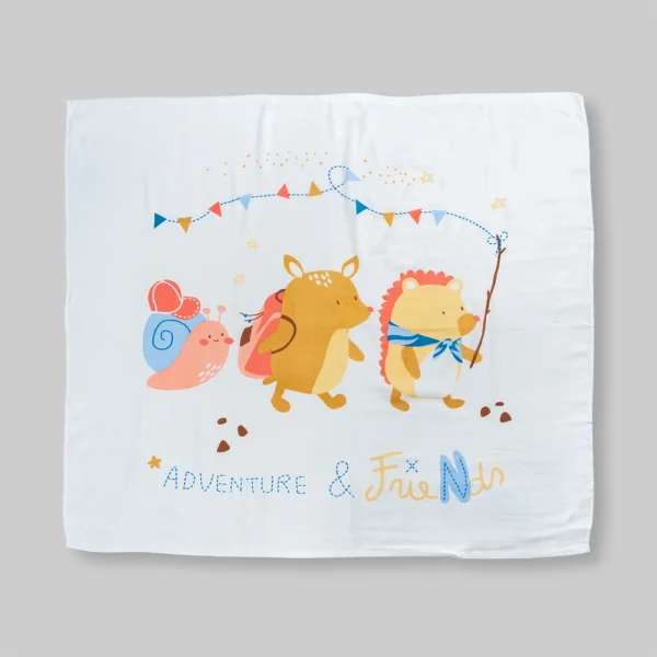 Set 2 Khăn tắm đa năng sợi tre in hình Animo  B2409_MN005 (110x110cm,Trắng,Giao hoạ tiết ngẫu nhiên)