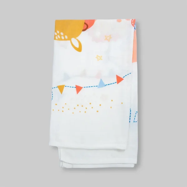 Set 2 Khăn tắm đa năng sợi tre in hình Animo  B2409_MN005 (110x110cm,Trắng,Giao hoạ tiết ngẫu nhiên)