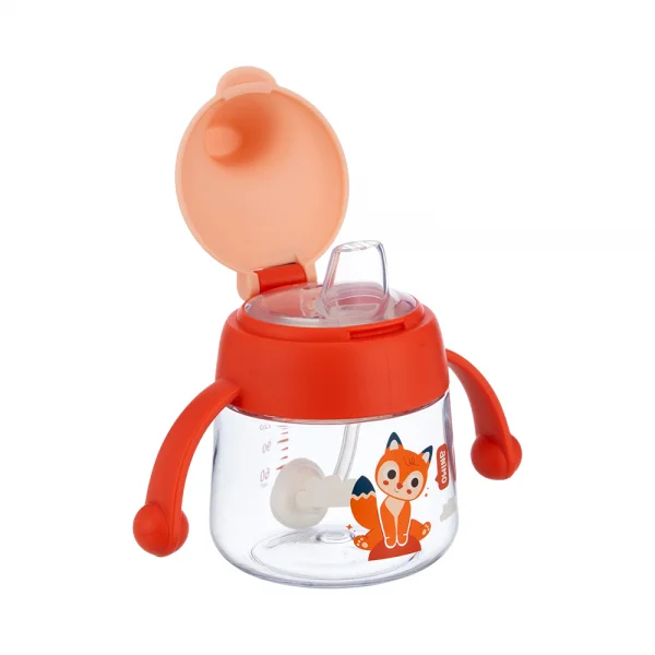 Bình tập uống núm silicone Animo (đỏ, 180ml, RK-B1042B)
