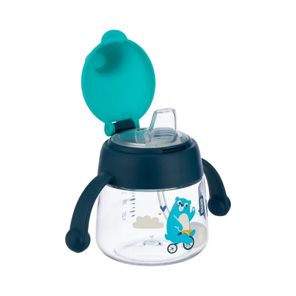 Bình tập uống núm silicone Animo (xanh, 180ml, RK-B1042B)