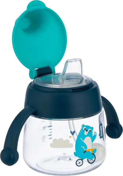 Bình tập uống núm silicone Animo (xanh, 180ml, RK-B1042B)