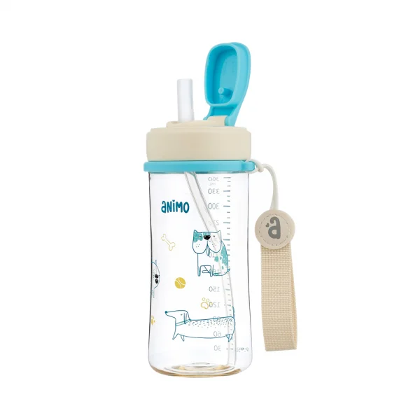 Bình tập uống PPSU Animo (360ml, xanh, dây đeo, RK-W1023)