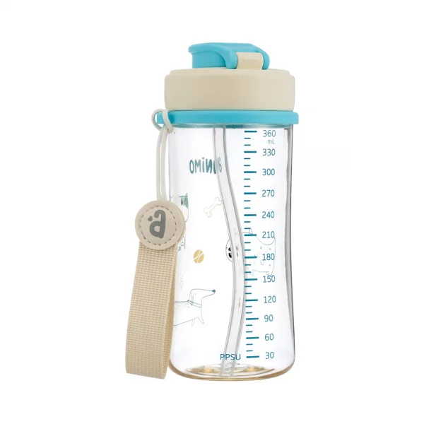Bình tập uống PPSU Animo (360ml, xanh, dây đeo, RK-W1023)