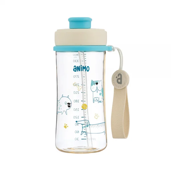 Bình tập uống PPSU Animo (360ml, xanh, dây đeo, RK-W1023)