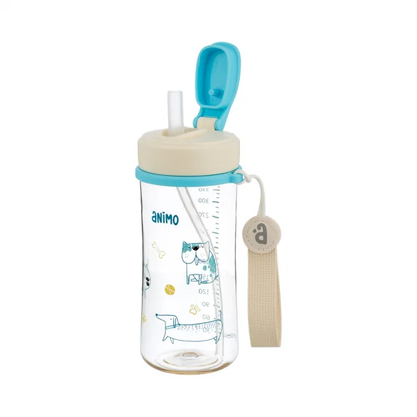 Bình tập uống PPSU Animo (360ml, xanh, dây đeo, RK-W1023)