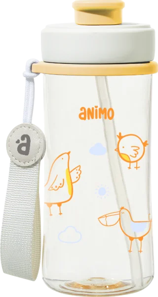 Bình tập uống PPSU Animo (360ml, vàng, dây đeo, RK-N1070)