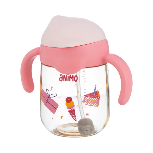 Bình tập uống chống sặc PPSU Animo (250ml, hồng, RK-B1068)