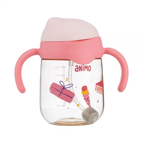 Bình tập uống chống sặc PPSU Animo (250ml, hồng, RK-B1068)