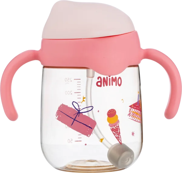 Bình tập uống chống sặc PPSU Animo (250ml, hồng, RK-B1068)