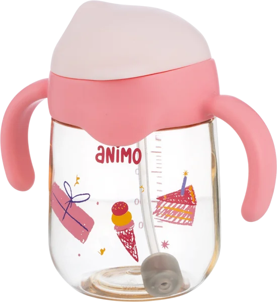 Bình tập uống chống sặc PPSU Animo (250ml, hồng, RK-B1068)