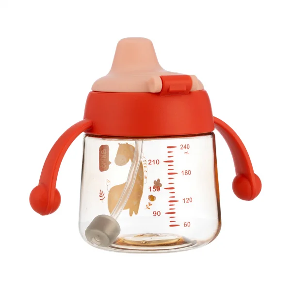 Bình tập uống núm silicone PPSU Animo (240ml, hươu, RK-B1067)