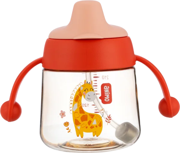 Bình tập uống núm silicone PPSU Animo (240ml, hươu, RK-B1067)