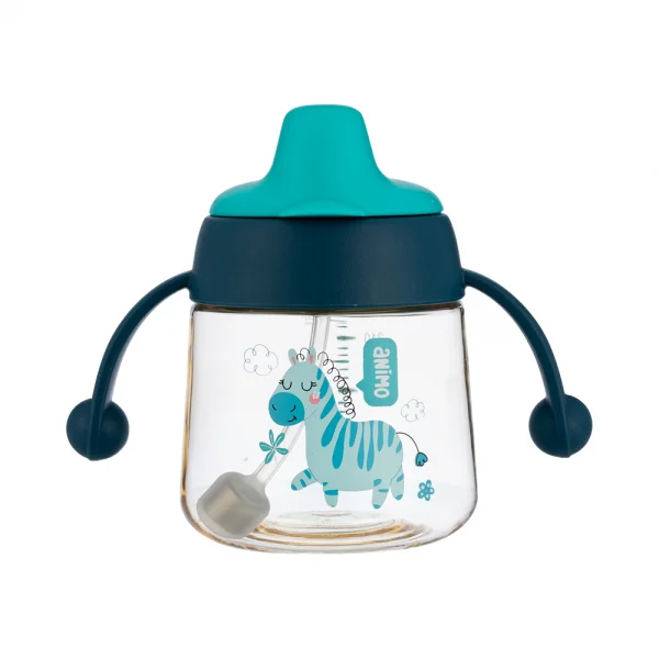 Bình tập uống núm silicone PPSU Animo (240ml, ngựa vằn, RK-B1067)