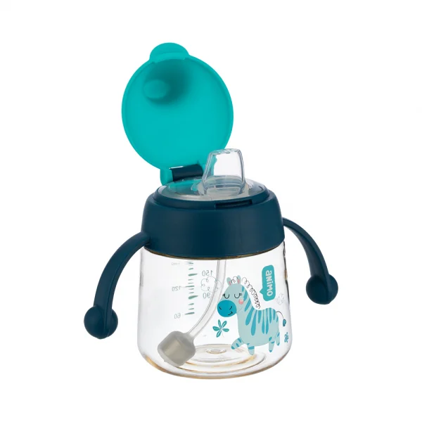 Bình tập uống núm silicone PPSU Animo (240ml, ngựa vằn, RK-B1067)