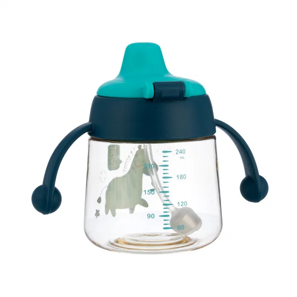 Bình tập uống núm silicone PPSU Animo (240ml, ngựa vằn, RK-B1067)