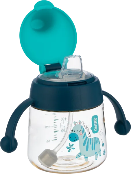 Bình tập uống núm silicone PPSU Animo (240ml, ngựa vằn, RK-B1067)