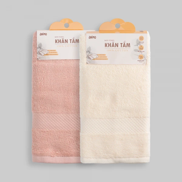 Combo 2 Khăn tắm Cotton Animo XAV6 T2608_PP001 (60x120cm,Nhiều màu)
