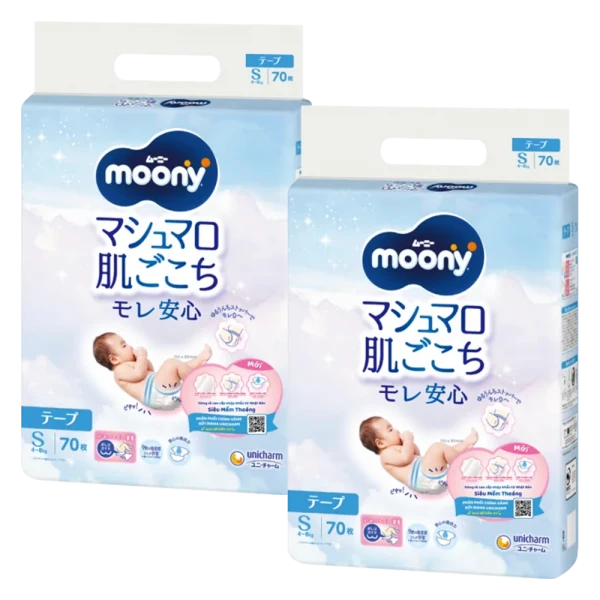 Combo 2 Tã dán Moony (S, 70 miếng)
