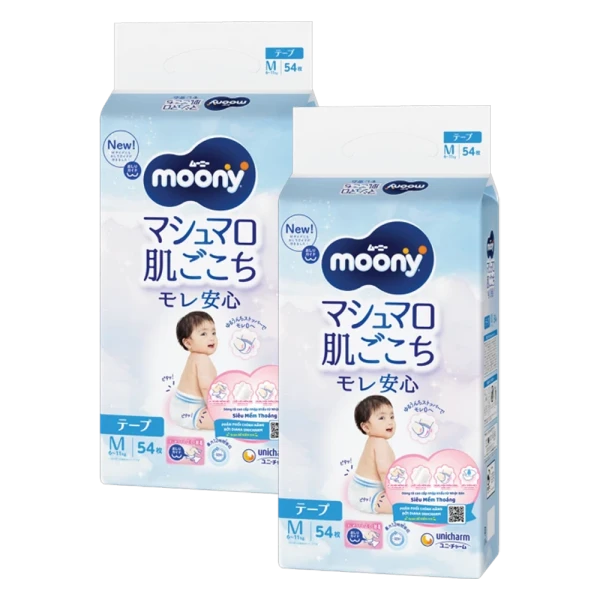 Combo 2 Tã dán Moony (M, 54 miếng)