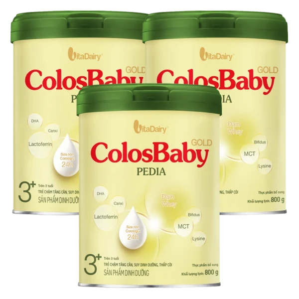 Combo 3 Lon Colosbaby Gold Pedia 3+ 800g - M