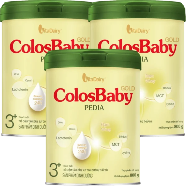Combo 3 Lon Colosbaby Gold Pedia 3+ 800g - M
