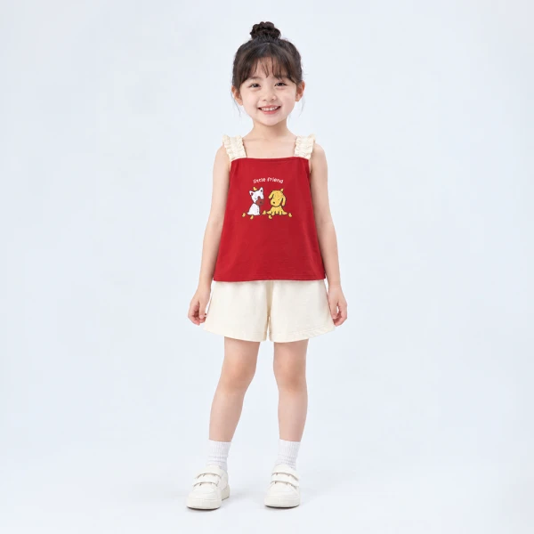 Bộ bé gái ngắn Animo Easy SU26 LU0826001 (1Y-4Y, Đỏ-Kem)