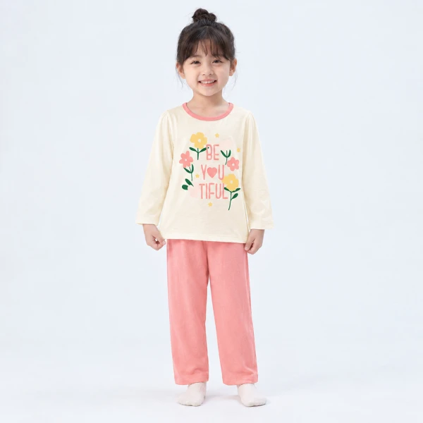 Bộ bé gái dài Animo Easy SU26 LU0926005 (1Y-4Y, Kem-hồng)