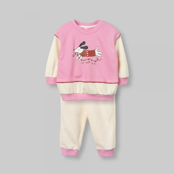 Bộ đông bé gái dài Animo FW26 ST0726034 (1Y-4Y,Hồng-Kem)