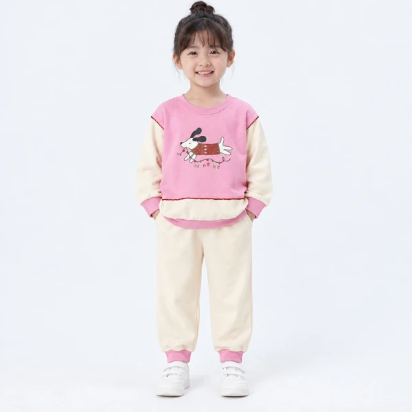 Bộ đông bé gái dài Animo FW26 ST0726034 (1Y-4Y,Hồng-Kem)