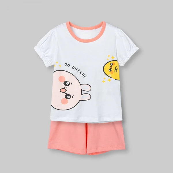 Bộ bé gái ngắn Animo Easy SU26 LU0926004 (1Y-4Y,Trắng-hồng)