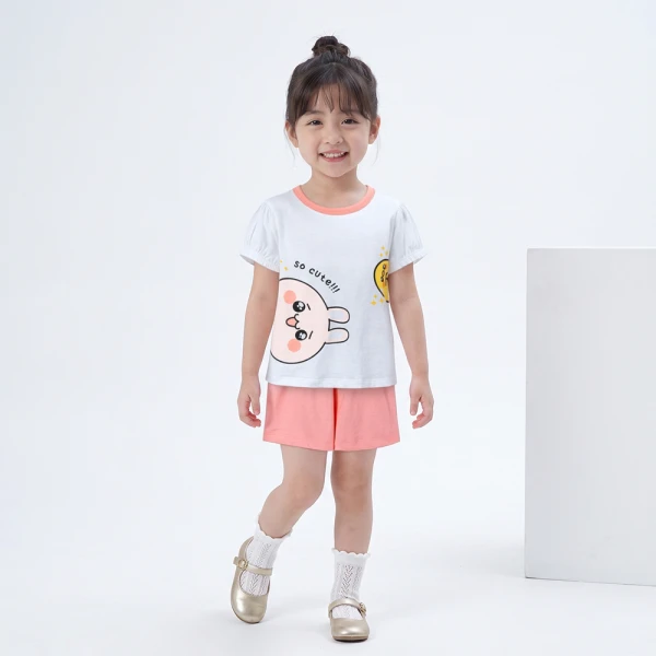 Bộ bé gái ngắn Animo Easy SU26 LU0926004 (1Y-4Y,Trắng-hồng)
