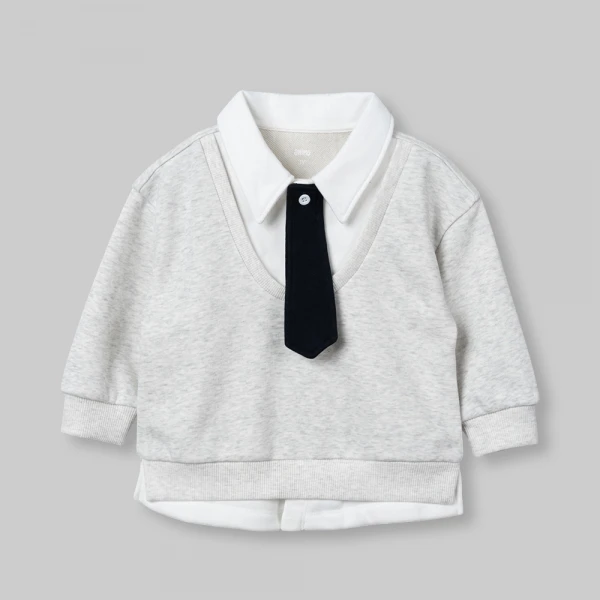 Bộ đông bé trai dài Animo noel FW26 ST0826010 (1-4Y, Xám-Xanh đậm)