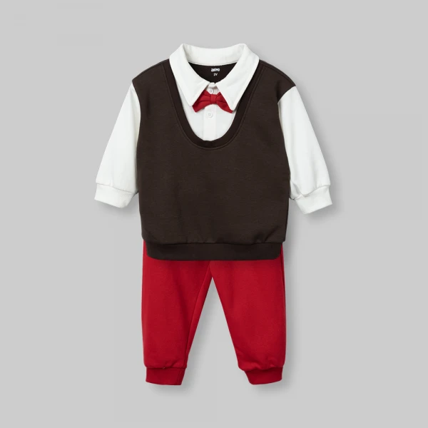 Bộ đông bé trai dài Animo noel FW26 ST0826008 (1-4Y, Nâu-Đỏ)