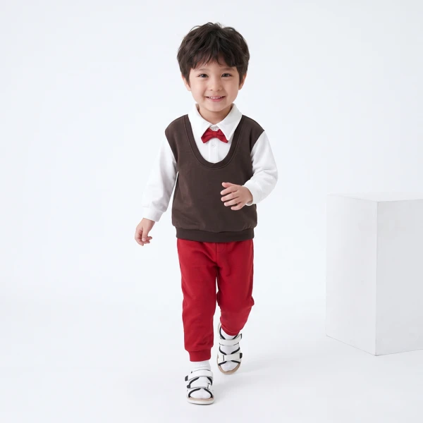 Bộ đông bé trai dài Animo noel FW26 ST0826008 (1-4Y, Nâu-Đỏ)
