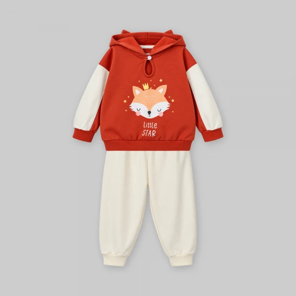 Bộ đông bé gái dài Animo sồi và sóc FW26 TX0826016 (1Y-4Y,Cam-Kem)