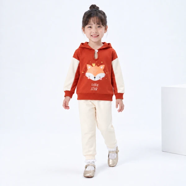 Bộ đông bé gái dài Animo sồi và sóc FW26 TX0826016 (1Y-4Y,Cam-Kem)