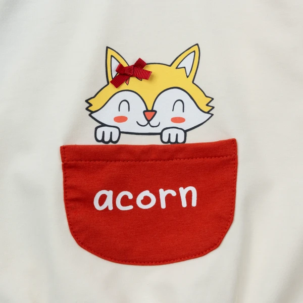 Bộ đông bé gái dài Animo sồi và sóc FW26 TX0926009 (1Y-4Y,Kem-Vàng-Lá)