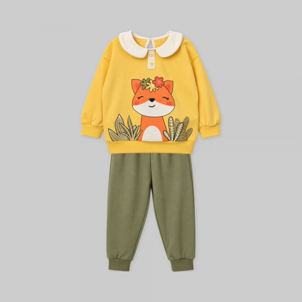 Bộ đông bé gái dài Animo sồi và sóc FW26 TX0926010 (1Y-4Y,Vàng-Lá)