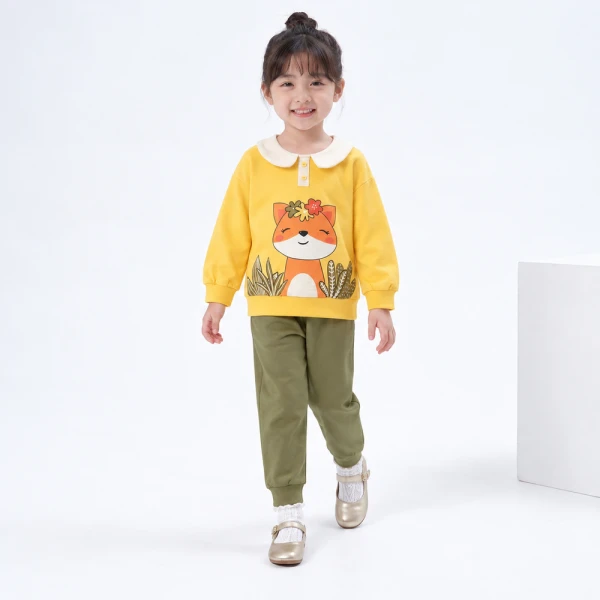 Bộ đông bé gái dài Animo sồi và sóc FW26 TX0926010 (1Y-4Y,Vàng-Lá)