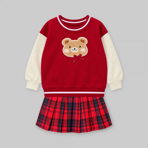 Bộ đông bé gái áo tay dài chân váy Animo noel FW26 TX0926011 (1Y-4Y,Đỏ)