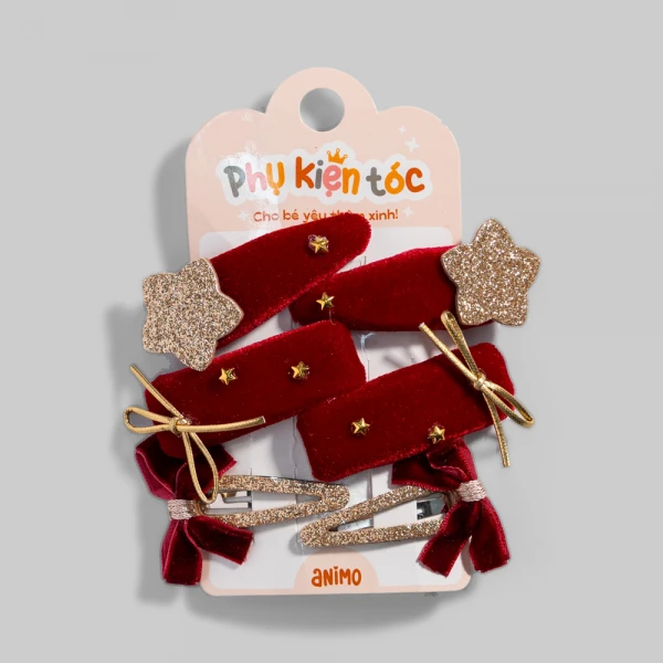 Set kẹp tóc 6 món Animo A2611_MN044 (Đỏ)
