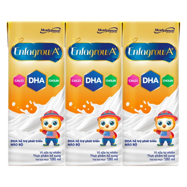 Lốc sữa pha sẵn Enfagrow A+ cho trẻ từ 1 tuổi 180ml (lốc 3 hộp)
