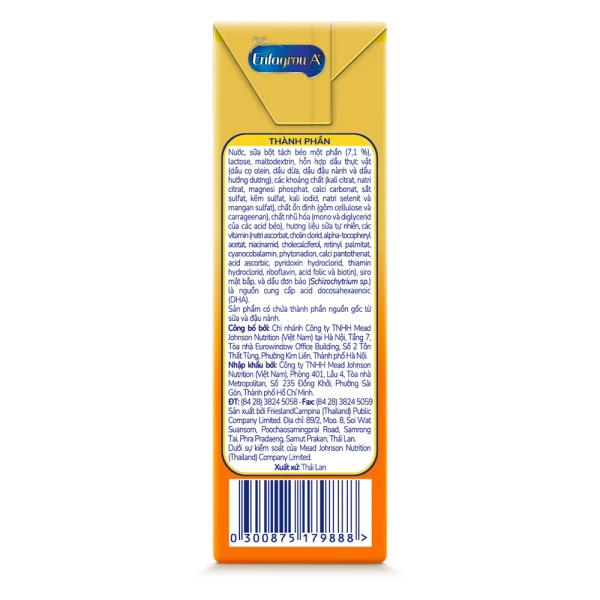 Lốc sữa pha sẵn Enfagrow A+ cho trẻ từ 1 tuổi 180ml (lốc 3 hộp)