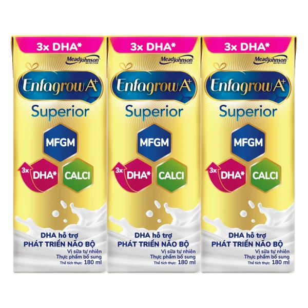 Lốc sữa pha sẵn Enfagrow A+ Superior cho trẻ từ 1 tuổi 180ml (lốc 3 hộp)