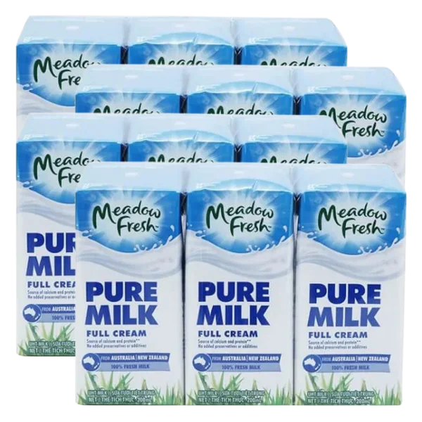 Combo 4 lốc Sữa tươi tiệt trùng Nguyên kem nhãn hiệu Meadow Fresh 200ML (Lốc 3 hộp)