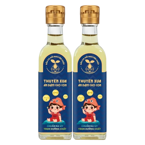 Combo 2 Dầu Cá Hồi Nguyên Chất Thuyền Xưa Ăn Dặm Cho Con 65ml